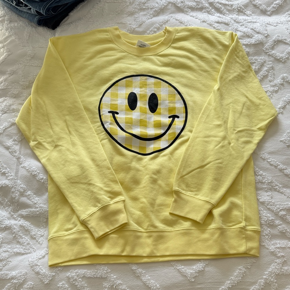 Mallory Ervin Living Fully Yellow Smiley Face Sweatshirt